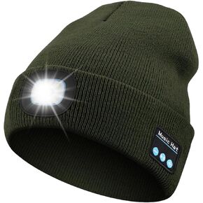 Unisex Bluetooth Beanie with Light 2 Pack, USB Rechargeable LED Headlamp Hat, Christmas Stocking Stuffers Gifts Warm Knitted Cap for Parent Men Women Dad Mom Black & Gray in Kuwait