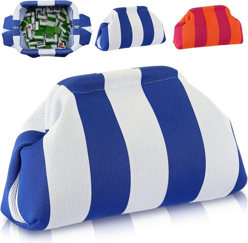 1 Pcs Empty Mahjong Tile Bag American Mahjong Bag Crochet Striped Storage Pouch for Game Party Travel Christmas Birthdays Gift (Red) in Saudi Arabia
