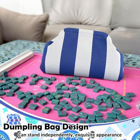 1 Pcs Empty Mahjong Tile Bag American Mahjong Bag Crochet Striped Storage Pouch for Game Party Travel Christmas Birthdays Gift (Red) in Saudi Arabia