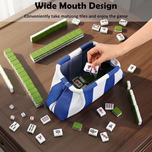 1 Pcs Empty Mahjong Tile Bag American Mahjong Bag Crochet Striped Storage Pouch for Game Party Travel Christmas Birthdays Gift (Red) in Saudi Arabia