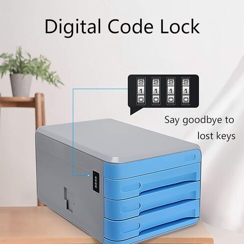Flat File Cabinet, Drawer Organizer 4-Layers Lockable Environmentally Friendly Plastic-Yellow/Orange, with Digital Code Lock,Yellow in Saudi Arabia
