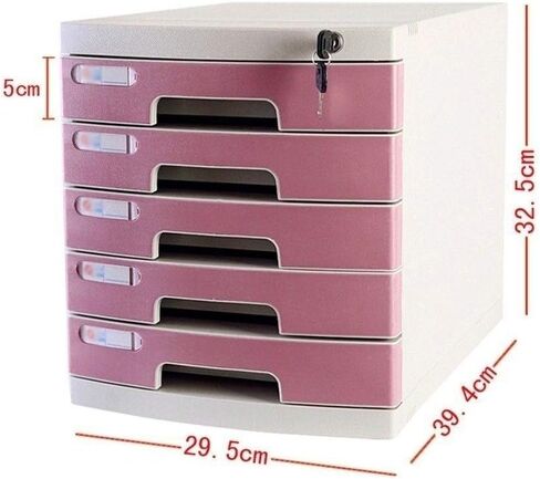 Flat File Cabinet, Drawer Organizer 5-Layers Lockable with Blank Label, Environmentally Friendly Plastic-Pink,Medium 5-Layers in Saudi Arabia