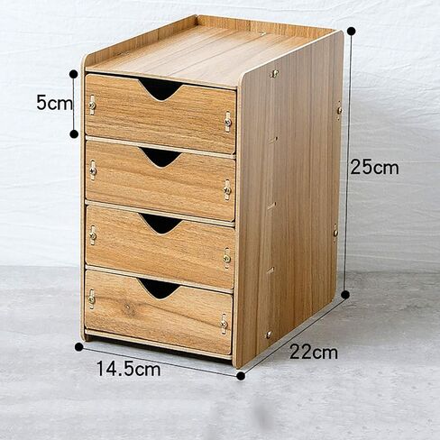 Desktop Drawer Organizer, 4 Layers File Cabinet 14.52225CM, Quality Wooden Filing Cabinet, Smooth Feel.,C in Saudi Arabia
