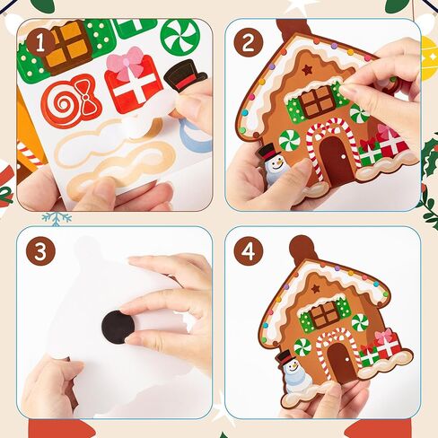 Haooryx DIY Christmas Winter Snowflake Magnet Craft Kit - 30 Set Make Your Own Snowflake Xmas Holiday Decoration Sticker Paper Craft for Kids School Class Art Project Refrigerator Bulletin Board Decor in Saudi Arabia