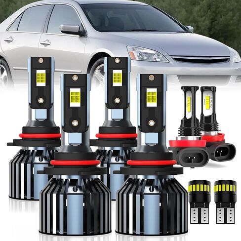 لمبات الإضاءة سيدان هوندا أكورد 2006-2007 و2008-2012، 9005 شعاع عالٍ 9006 شعاع منخفض H11 مجموعة مصابيح لوحة ترخيص ضوء الضباب، 8 قطع in Kuwait