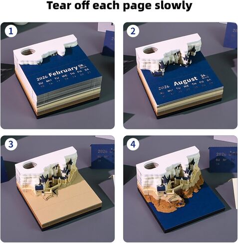 تقويم ثلاثي الأبعاد 2026، مفكرة ثلاثية الأبعاد، تقويم قابل للفصل 2026، حامل قلم، ديكور سطح المكتب بنفسك in Kuwait