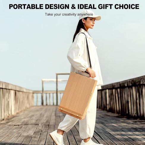 حامل سطح الطاولة من خشب الزان للرسم، حامل حامل فني محمول قابل للتعديل مع حزام قابل للفصل للمبتدئين ومحبي الفن in Kuwait