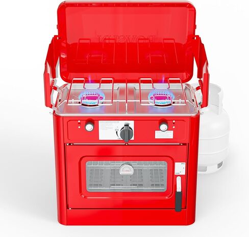 ROVSUN 25000 BTU Propane Camping Stove with Igniter, 3 Burner Portable Camp Stove with Adapter, Built-in Handle & Foldable Wind Panel for Outdoor Camping, Tailgating, Grilling in Saudi Arabia