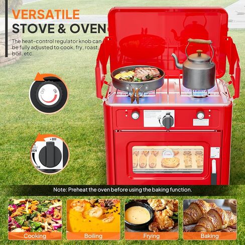 ROVSUN 25000 BTU Propane Camping Stove with Igniter, 3 Burner Portable Camp Stove with Adapter, Built-in Handle & Foldable Wind Panel for Outdoor Camping, Tailgating, Grilling in Saudi Arabia