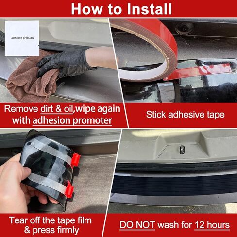 Car Rear Bumper Protector Guard, 35"x3.1" Anti-Scratch Car Door Sill Protector Strip, Non-Slip Universal Trunk Door Entry Guard Trim Cover for Most Cars SUV, Car Exterior Accessories, Black in Saudi Arabia