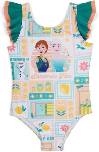 Disney Frozen Girls UPF 50+ One Piece Bathing Suit Toddler to Big Kid Sizes (2T - 10-12) in Saudi Arabia