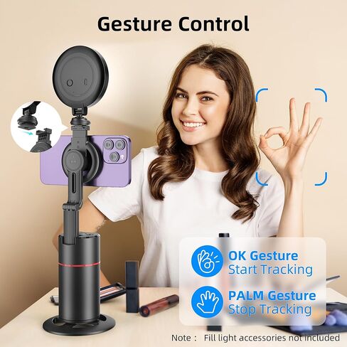 Auto Face Tracking Tripod, No App, Smart Shooting Phone Holder with Remote, 360° Rotation Body Phone Camera Mount Extendable Body Smart Tracking Tripod for Vlog/TIK Tok, Rechargeable Battery (Black) in Kuwait