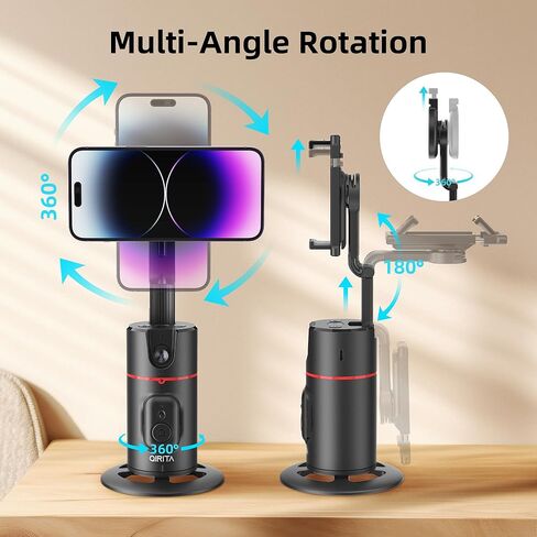 Auto Face Tracking Tripod, No App, Smart Shooting Phone Holder with Remote, 360° Rotation Body Phone Camera Mount Extendable Body Smart Tracking Tripod for Vlog/TIK Tok, Rechargeable Battery (Black) in Kuwait