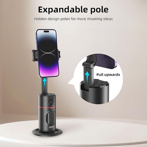 Auto Face Tracking Tripod, No App, Smart Shooting Phone Holder with Remote, 360° Rotation Body Phone Camera Mount Extendable Body Smart Tracking Tripod for Vlog/TIK Tok, Rechargeable Battery (Black) in Kuwait