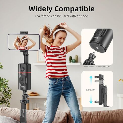 Auto Face Tracking Tripod, No App, Smart Shooting Phone Holder with Remote, 360° Rotation Body Phone Camera Mount Extendable Body Smart Tracking Tripod for Vlog/TIK Tok, Rechargeable Battery (Black) in Kuwait