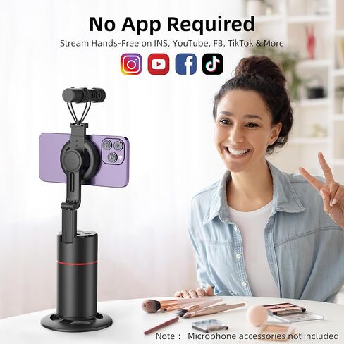 Auto Face Tracking Tripod, No App, Smart Shooting Phone Holder with Remote, 360° Rotation Body Phone Camera Mount Extendable Body Smart Tracking Tripod for Vlog/TIK Tok, Rechargeable Battery (Black) in Kuwait