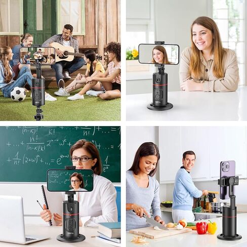 Auto Face Tracking Tripod, No App, Smart Shooting Phone Holder with Remote, 360° Rotation Body Phone Camera Mount Extendable Body Smart Tracking Tripod for Vlog/TIK Tok, Rechargeable Battery (Black) in Kuwait