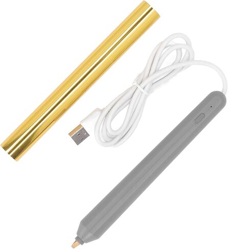 قلم ختم حراري من Yosoo محمول USB مع 4 أطراف تسخين لكتابة الرسم للمبتدئين (ذهبي) (فضي) in Kuwait