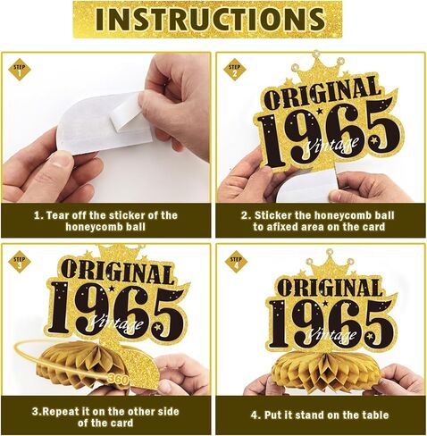 60th Birthday Party Decorations Set, Black and Gold, Never Looked So Good Banner, Honeycomb Centerpieces, Hanging Swirls, Double-Sided Cards, 11 Pieces in Saudi Arabia