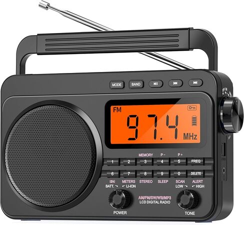 Digital AM FM Shortwave Radio with Best Reception,4000mAh Rechargeable Portable Radio with NOAA Weather Alert, Big Speaker, Digital Tuner and Stereo Earphone,Support Micro SD Card and USB MP3 Player in Saudi Arabia