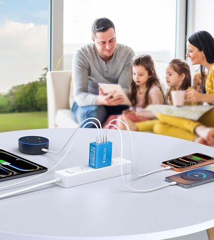 2 حزمة USB C شاحن سريع، 50 وات 5 منافذ USB C شاحن جداري، 2 USB A & 3 USB C PD3.0 محول طاقة متعدد المنافذ من النوع C لشحن iPhone 12/13/14/15، Pad Mini/Pro، GalaxyS23 S22 (أبيض) in Kuwait