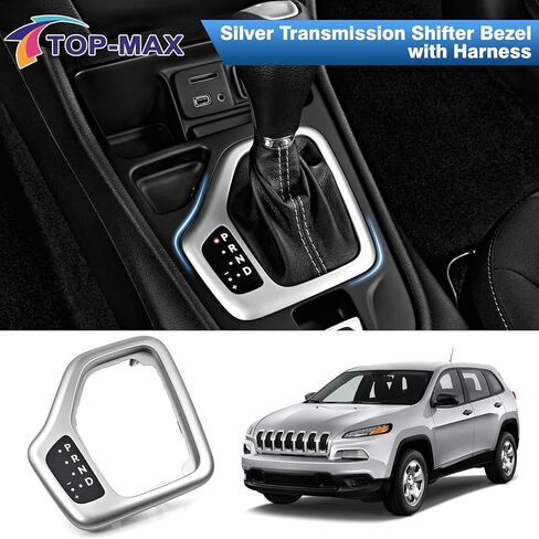 Riloer Shifter Bezel, 1 Pack Auto Transmission Shifter Bezel with Harness Replacement, Compatible with Jeep Cherokee 2014-2018 5YD27LS5AA 5YD271U5AA (Silvery) in Saudi Arabia