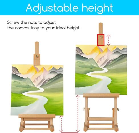MEEDEN Table Top Easel, H-Frame Studio Desktop Easel Adjustable Beechwood Art Painting Display Easel, Portable Wooden Easel Stand for Artist, Beginners & Students, Holds Canvas up to 21" in Saudi Arabia