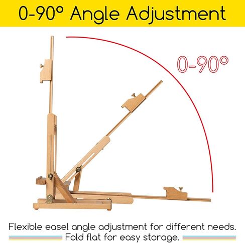 MEEDEN Table Top Easel, H-Frame Studio Desktop Easel Adjustable Beechwood Art Painting Display Easel, Portable Wooden Easel Stand for Artist, Beginners & Students, Holds Canvas up to 21" in Saudi Arabia