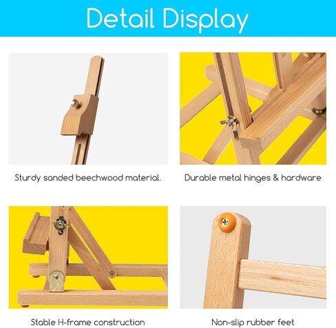 MEEDEN Table Top Easel, H-Frame Studio Desktop Easel Adjustable Beechwood Art Painting Display Easel, Portable Wooden Easel Stand for Artist, Beginners & Students, Holds Canvas up to 21" in Saudi Arabia