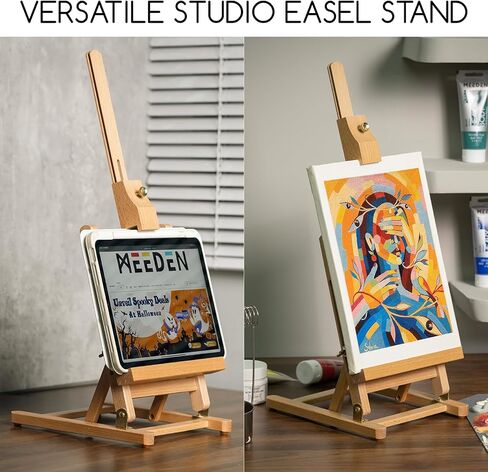 MEEDEN Table Top Easel, H-Frame Studio Desktop Easel Adjustable Beechwood Art Painting Display Easel, Portable Wooden Easel Stand for Artist, Beginners & Students, Holds Canvas up to 21" in Saudi Arabia