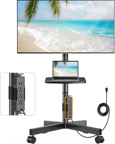 Perlegear Rolling TV Stand for 23-60 Inch LED Flat Screen/Curved TVs up to 88lbs,Mobile TV Stand Wheels with Height Adjustable Portable Rolling TV Cart Max VESA 400x400mm PGTVMC06 in Saudi Arabia