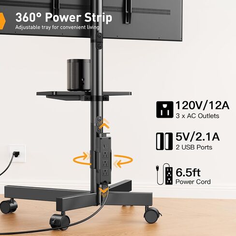 Perlegear Rolling TV Stand for 23-60 Inch LED Flat Screen/Curved TVs up to 88lbs,Mobile TV Stand Wheels with Height Adjustable Portable Rolling TV Cart Max VESA 400x400mm PGTVMC06 in Saudi Arabia
