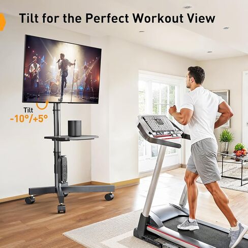 Perlegear Rolling TV Stand for 23-60 Inch LED Flat Screen/Curved TVs up to 88lbs,Mobile TV Stand Wheels with Height Adjustable Portable Rolling TV Cart Max VESA 400x400mm PGTVMC06 in Saudi Arabia