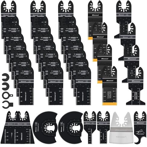 Bionso 35 PCS Oscillating Saw Blades, Premium Multitool Blades Kit for Wood Metal Plastics, Oscillating Tool Blades Fit Dewalt Worx Rockwell Wen Milwaukee Makita Ryobi Bosch Fein Porter Genesis Black in Kuwait