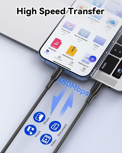 iPhone Charger Cord 20 FT [Apple MFi Certified] iPhone Charger Long Cord with QC 18W Wall Charger Plug, Braided iPhone Charger Cord Fast Charging USB to Lightning Cable for iPhone 14/13/12/11, iPad in Kuwait