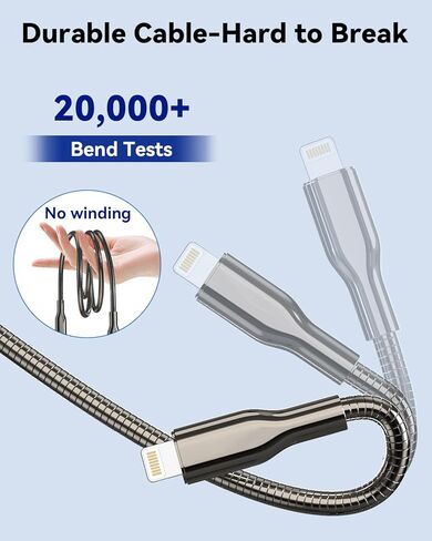 iPhone Charger Cord 20 FT [Apple MFi Certified] iPhone Charger Long Cord with QC 18W Wall Charger Plug, Braided iPhone Charger Cord Fast Charging USB to Lightning Cable for iPhone 14/13/12/11, iPad in Kuwait