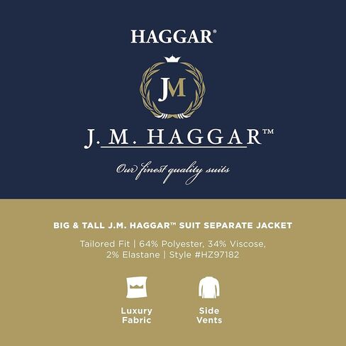 Haggar Men's Big and Tall Premium Tailored Fit Suit Separate, Blue BT-Pant, 46W x 32L in Saudi Arabia