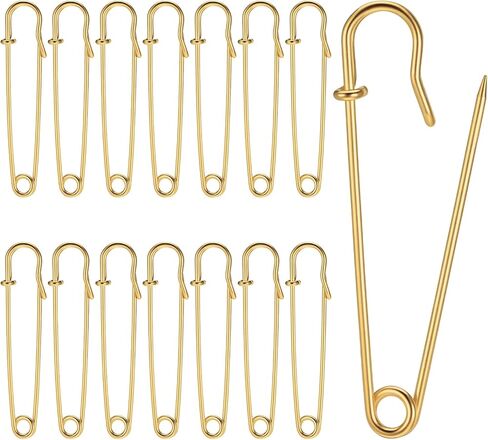 15 Pcs Large Safety Pins 3 inch Heavy Duty Safety Pins Extra Large Stainless Steel Pin Gold Big Blanket Pin for Clothes Blankets Crafts Leather Canvas Skirts Kilts (Gold) in Saudi Arabia