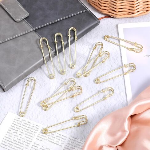 15 Pcs Large Safety Pins 3 inch Heavy Duty Safety Pins Extra Large Stainless Steel Pin Gold Big Blanket Pin for Clothes Blankets Crafts Leather Canvas Skirts Kilts (Gold) in Saudi Arabia