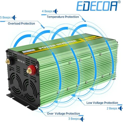 EDECOA 3000 واط عاكس الطاقة تيار مستمر 12 فولت إلى تيار متردد 110 فولت 120 فولت لسيارة شاحنة RV مع شاشة LCD وجهاز تحكم عن بعد in Kuwait
