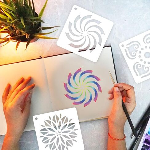 64 Pieces Stencils for Painting, Small Reusable Mandala Dot Stencil, Art Craft Template for Painting on Wood, Wall, Fabric, Rock, Chalkboard, Sign, DIY Art Scrapbook Projects(Mandala) in Saudi Arabia