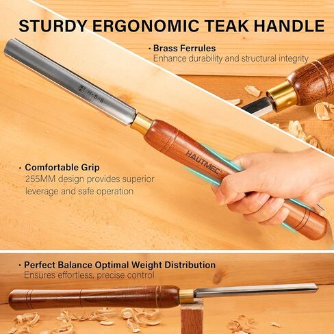HAUTMEC Professional Wood Turning Chisel 8 pcs Set, Lathe Chisel Set with 2 Skew 1 Spear Point 1 Parting 1 Round Nose & 3 Gouge Tools for Beginners, Hobbyists and Professionals HT0237-WW in Kuwait
