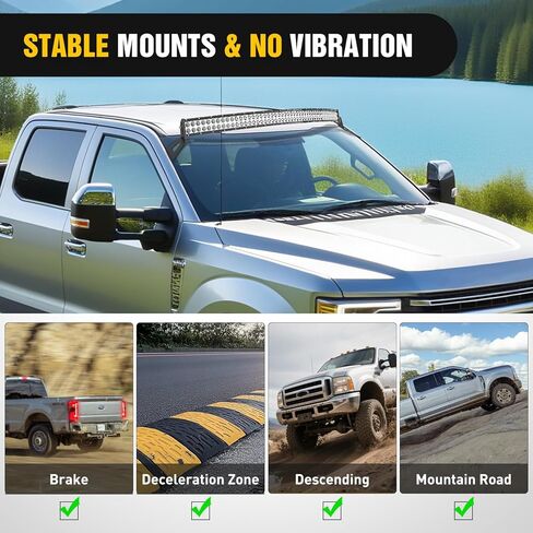 Nilight 54 inch Curved LED Light Bar Bracket Mounting Upper Windshield Roof Cab Brackets Compatible with Ford F250 F350 F450 Super Duty 1999-2016 in Saudi Arabia