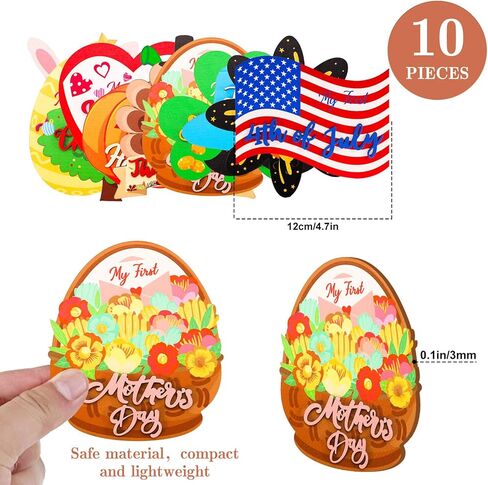 Whaline 10 قطع من بطاقات My First Holiday Milestone، علامة إعلان خشبية لعطلة الطفل للحمل وحديثي الولادة ونمو الطفل، ديكور صور دعائم الطفل في الخريف الأول وعيد الهالوين والكريسماس والعام الجديد in Kuwait