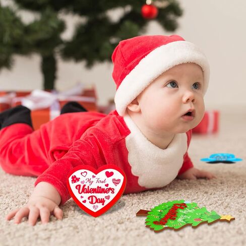 Whaline 10 قطع من بطاقات My First Holiday Milestone، علامة إعلان خشبية لعطلة الطفل للحمل وحديثي الولادة ونمو الطفل، ديكور صور دعائم الطفل في الخريف الأول وعيد الهالوين والكريسماس والعام الجديد in Kuwait