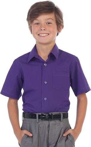 Gioberti Boy's Short Sleeve Solid Dress Shirt, Burgundy, 4 in Kuwait