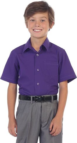Gioberti Boy's Short Sleeve Solid Dress Shirt, Burgundy, 4 in Kuwait