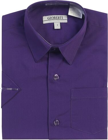 Gioberti Boy's Short Sleeve Solid Dress Shirt, Burgundy, 4 in Kuwait