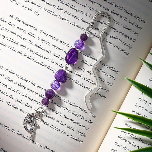 Vintage Metal Bookmark Pendant with Opal Drop Shell & Crystal Stones Bead Chain – Elegant Book Marks for Women, Men, Book Lovers, Teachers, and Girls(Silver) in Kuwait