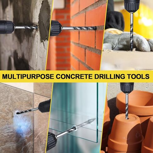 12-PCS Concrete Drill Bit Set & Masonry Drill Bit Set, Cement Drill Bits for Concrete Brick Wall, Tile Glass Ceramic, Masonry Drill Bit 1/8 to 1/2 inch Industrial Strength Carbide Cross Drill Bit Tip in Kuwait